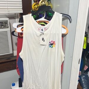 Nike White Muscle Tee with Multicolor Logo
